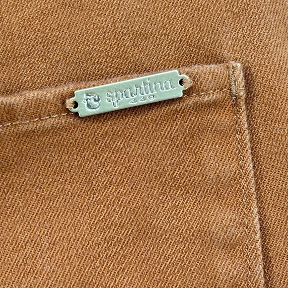 Spartina 449 Rust Orange Denim Cropped Flare Frayed Hem 6 Boho Festival Retro - Picture 10 of 13